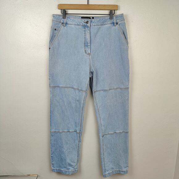 Wildfang Essential Work Denim Pant Womens Large Light Wash Carpenter Jeans - Picture 1 of 14